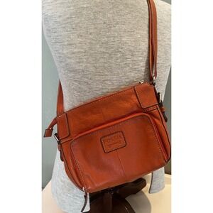 Fossil Burnt Orange Pebbled Leather Crossbody Bag SHB2838 Organizer Purse
